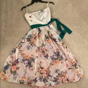 N Staff Ivory Floral Strapless Dress Small